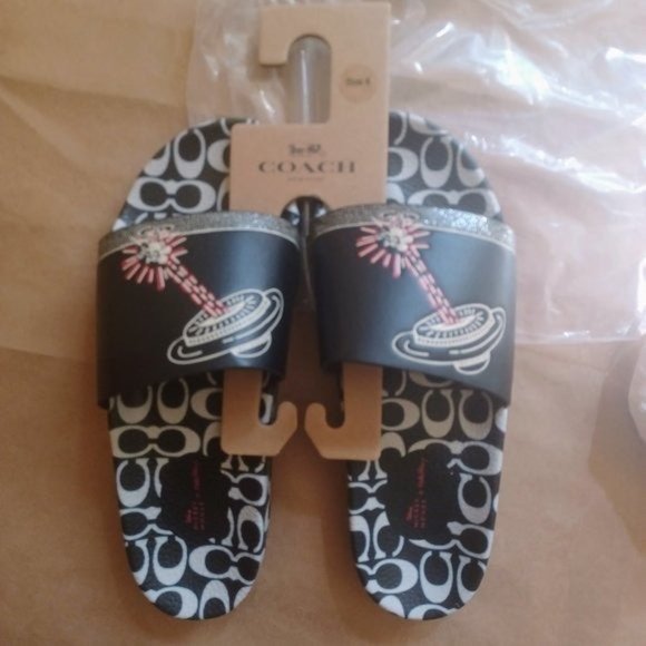 Coach x Keith Haring X Disney Mickey Mouse Slides Sandals, Men's 8, Unisex, NWT - Picture 2 of 8